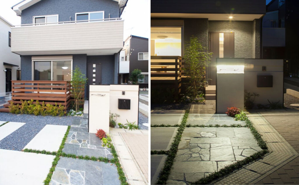 石畳乱形石アプローチ施工事例