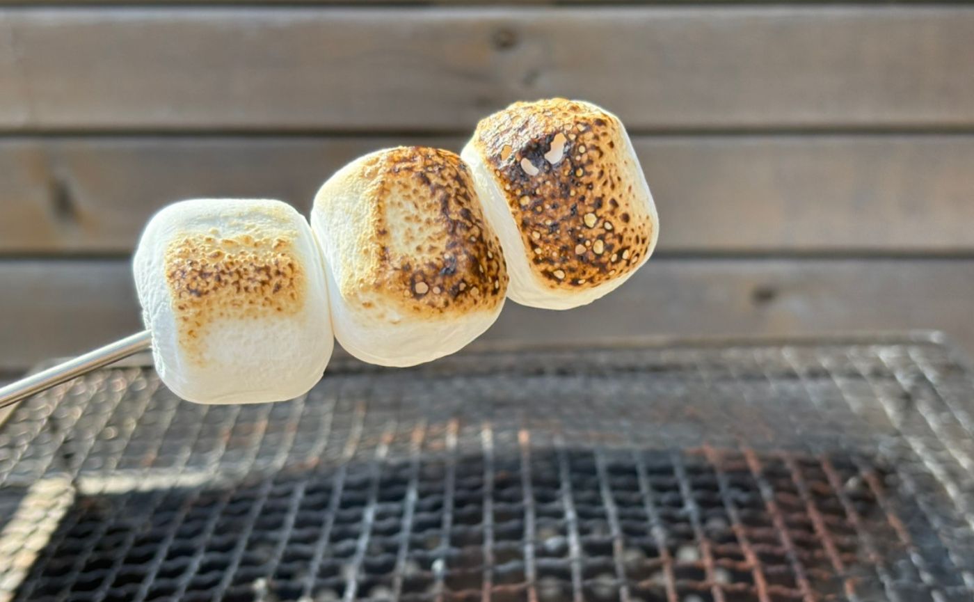 ウッドデッキでマシュマロ焼き